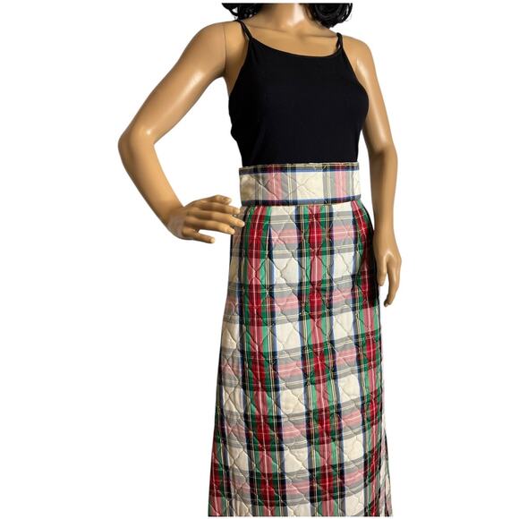 Vintage OOAK high waist A line quilted tartan red hoilday maxi skirt size Small - Picture 4 of 11
